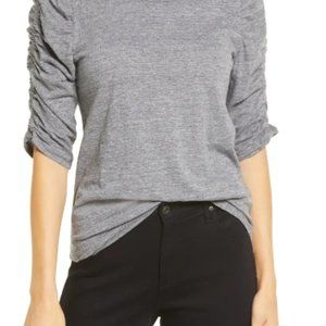 14th & Union Ruched Sleeve Heather Gray Tee